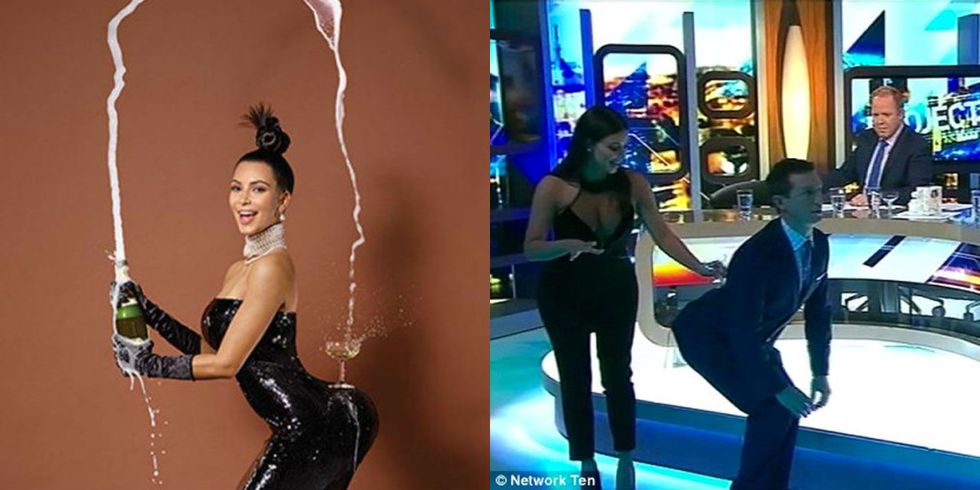 Watch Kim Kardashian Teaching The Art Of Balancing A Champagne Glass On
