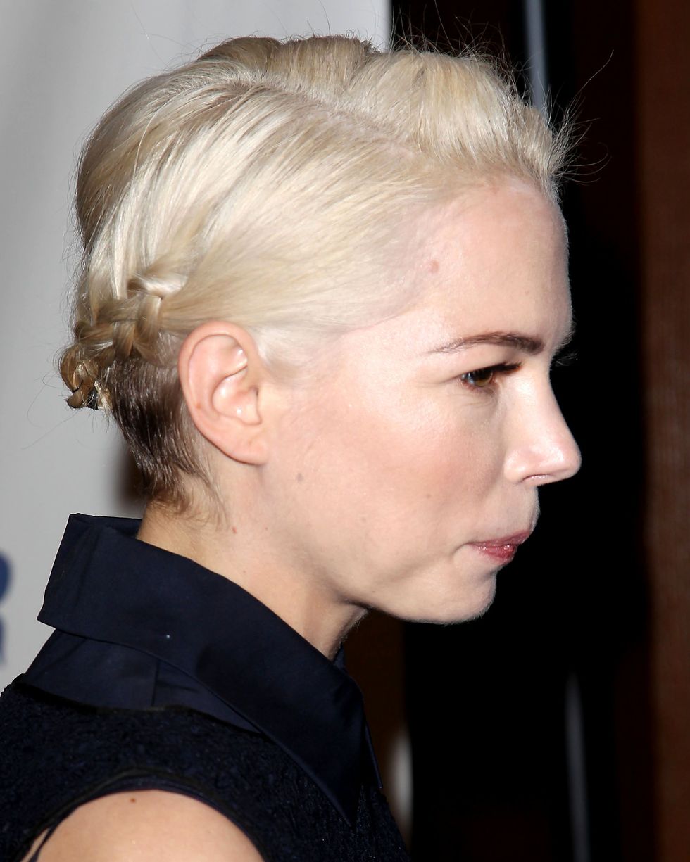 Michelle Williams's braided hairstyle - short hair up-do ideas - Cosmopolitan.co.uk
