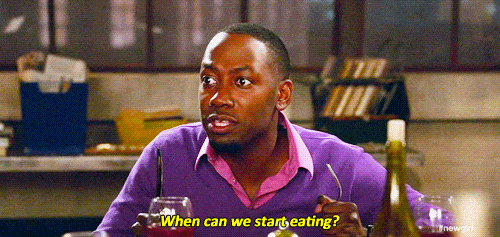 New Girl Winston when can we start eating gif