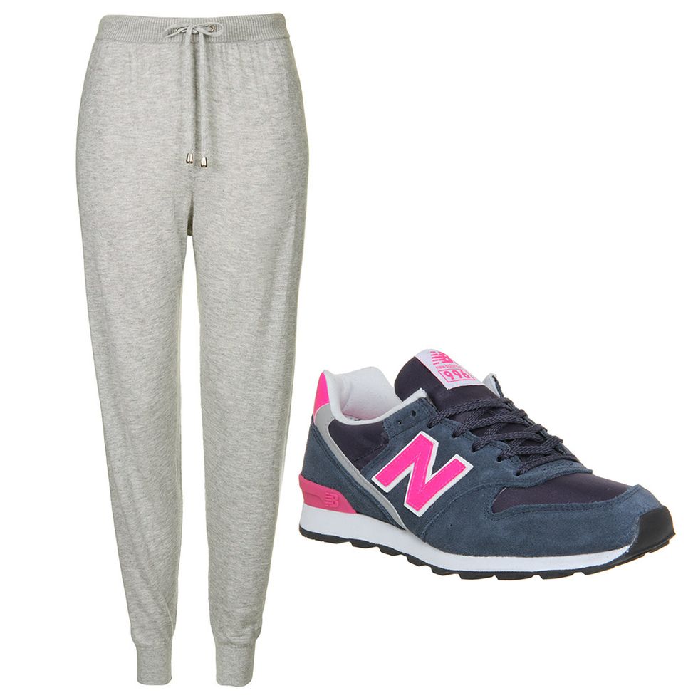 Topshop Cashmere joggers with New Balance trainers
