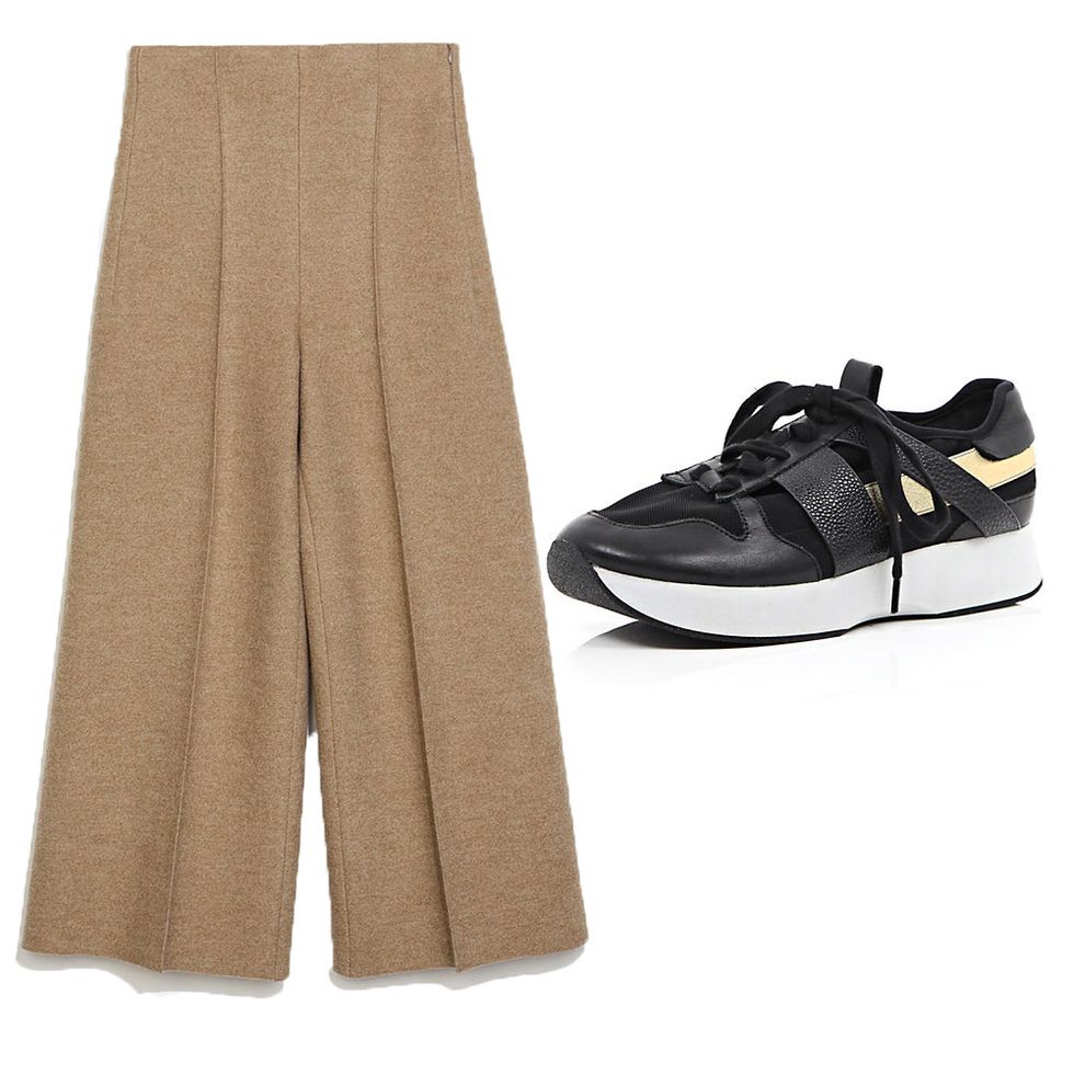 Zara Studio Knit Trousers with River Island trainers