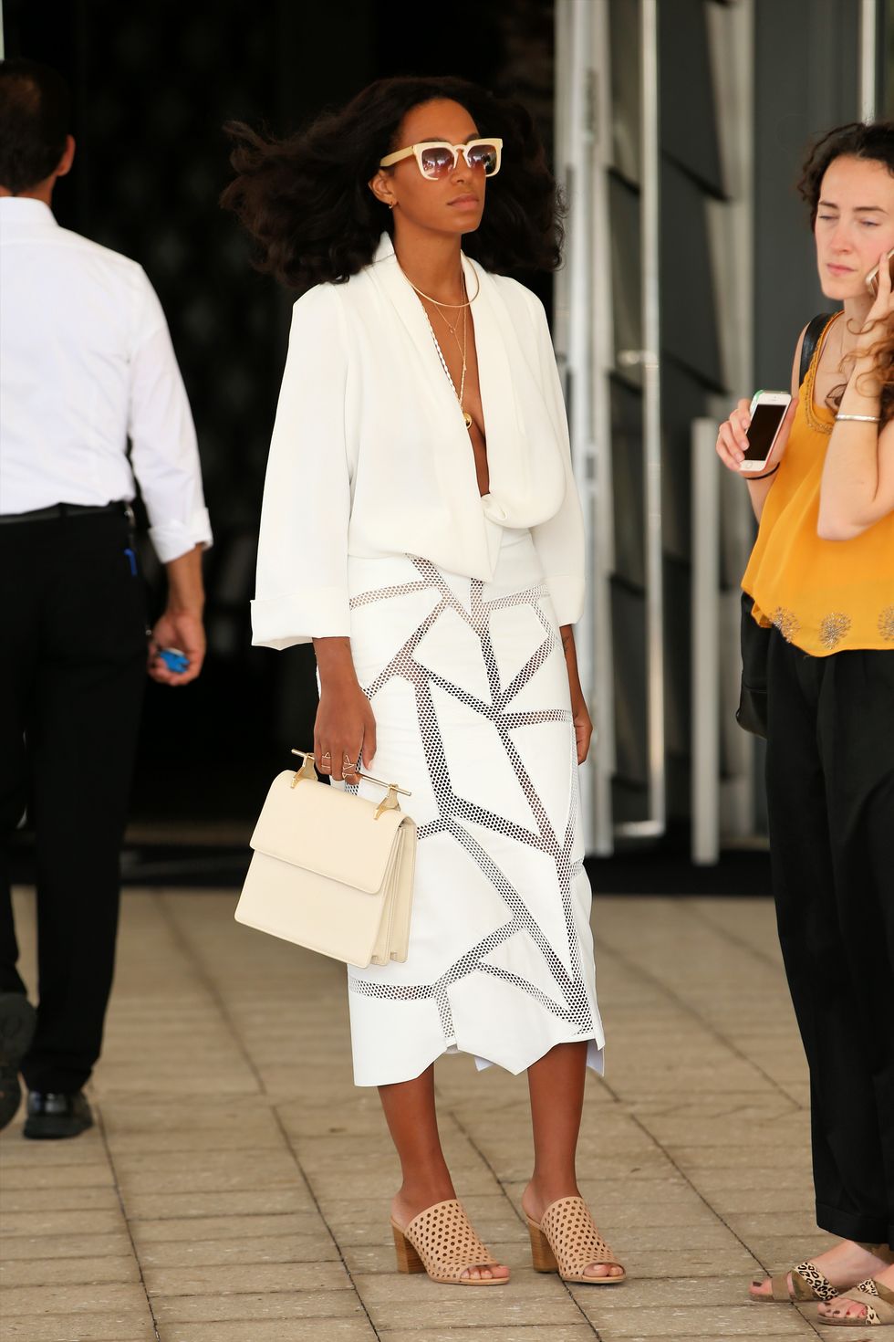 Solange Knowles all white outfit