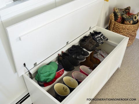9 Shoe Storage Ideas For Small Es An Ottoman Or Storage Box Is Perfect For Storing All Your Shoes And It Doubles Up As Seating Check Ikea Lots Of Options