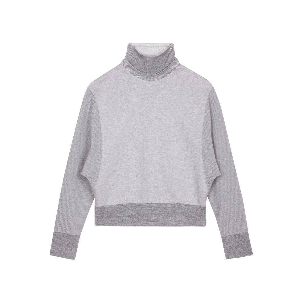 Product, Sleeve, Textile, Outerwear, Collar, White, Sweater, Fashion, Grey, Pattern, 
