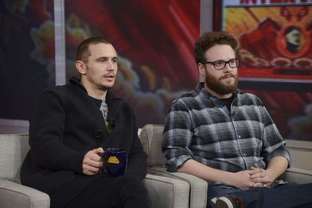 James Franco and Seth Rogen looking serious