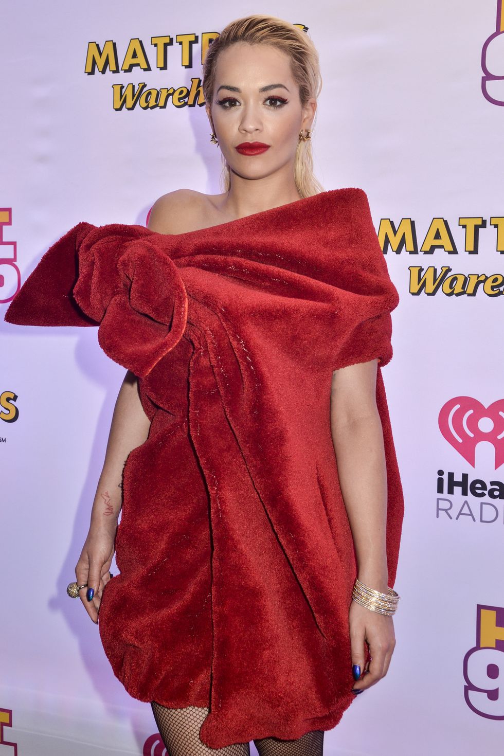 Rita Ora wears red towel at the Jingle Ball 2014