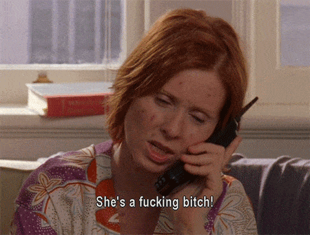 Sex And The City Miranda Hobbes with chickenpox on the phone - fcking bitch
