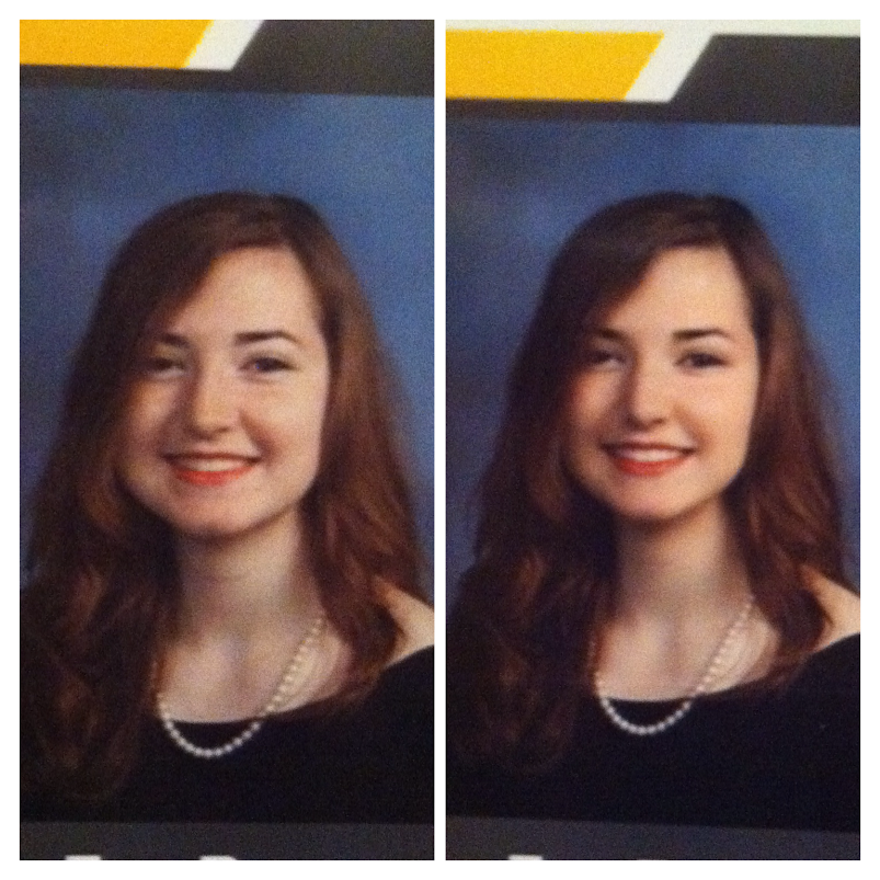 Girl's yearbook photo drastically photoshopped