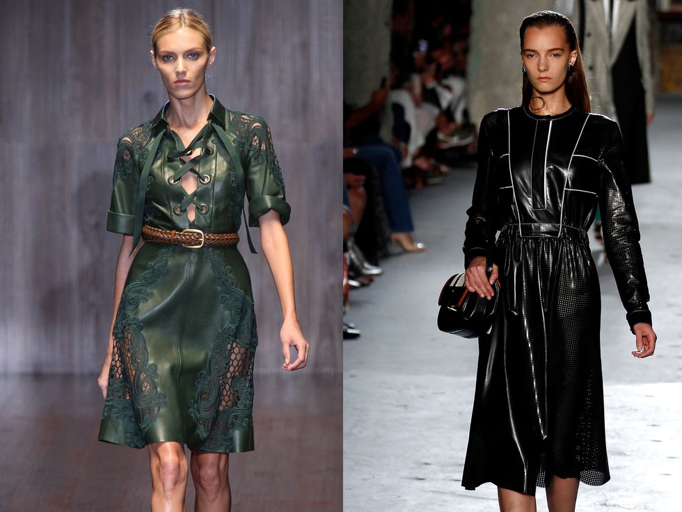Leather seen on the SS15 catwalks at Gucci (left) and Proenza Schouler (right)