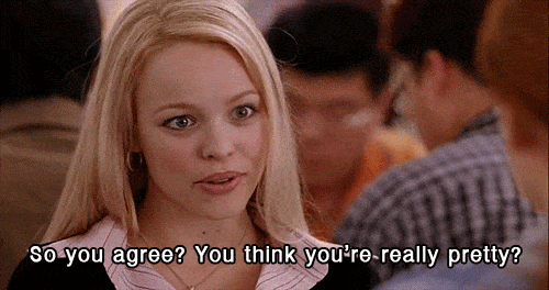 mean girls accepting compliments gif