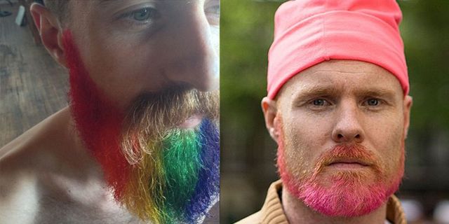 Men with rainbow colored beards