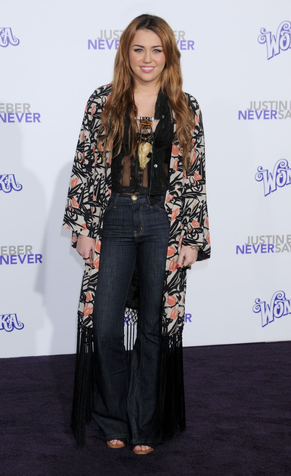 Miley Cyrus at the Justin Bieber Never Say Never premiere