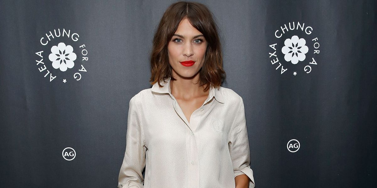 Alexa Chung wearing all-white to the New York launch of her AG fashion ...