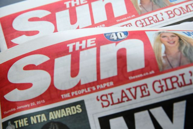 Red top front page of The Sun