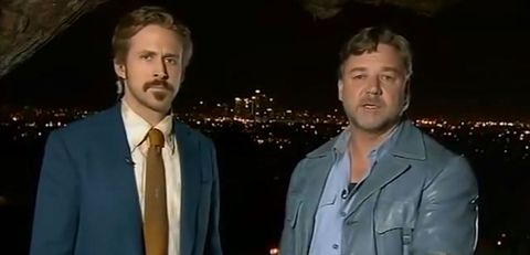 Ryan Gosling crashes Russell Crowe's live appearance on Australian TV