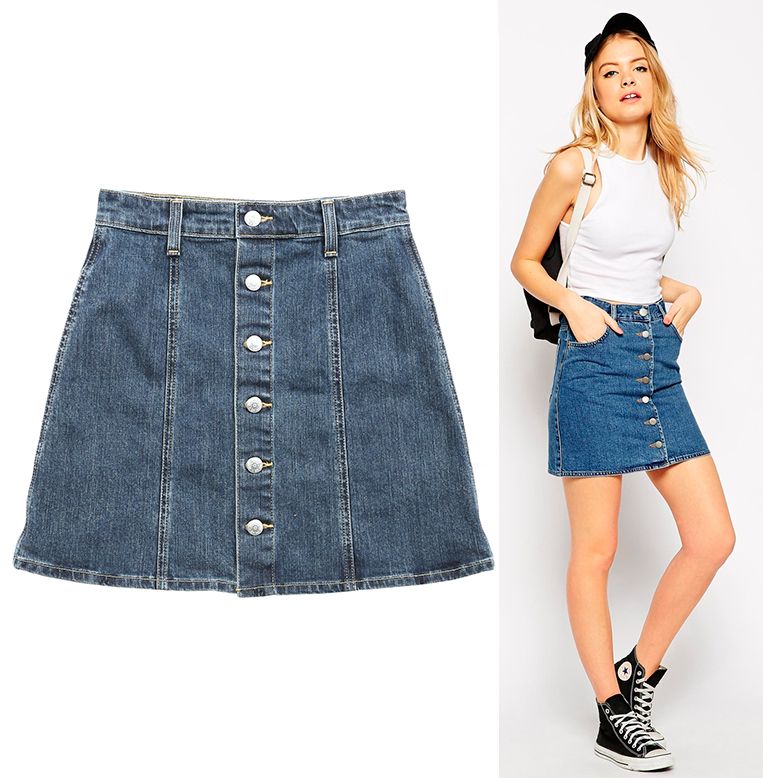 How to wear an a-line denim skirt