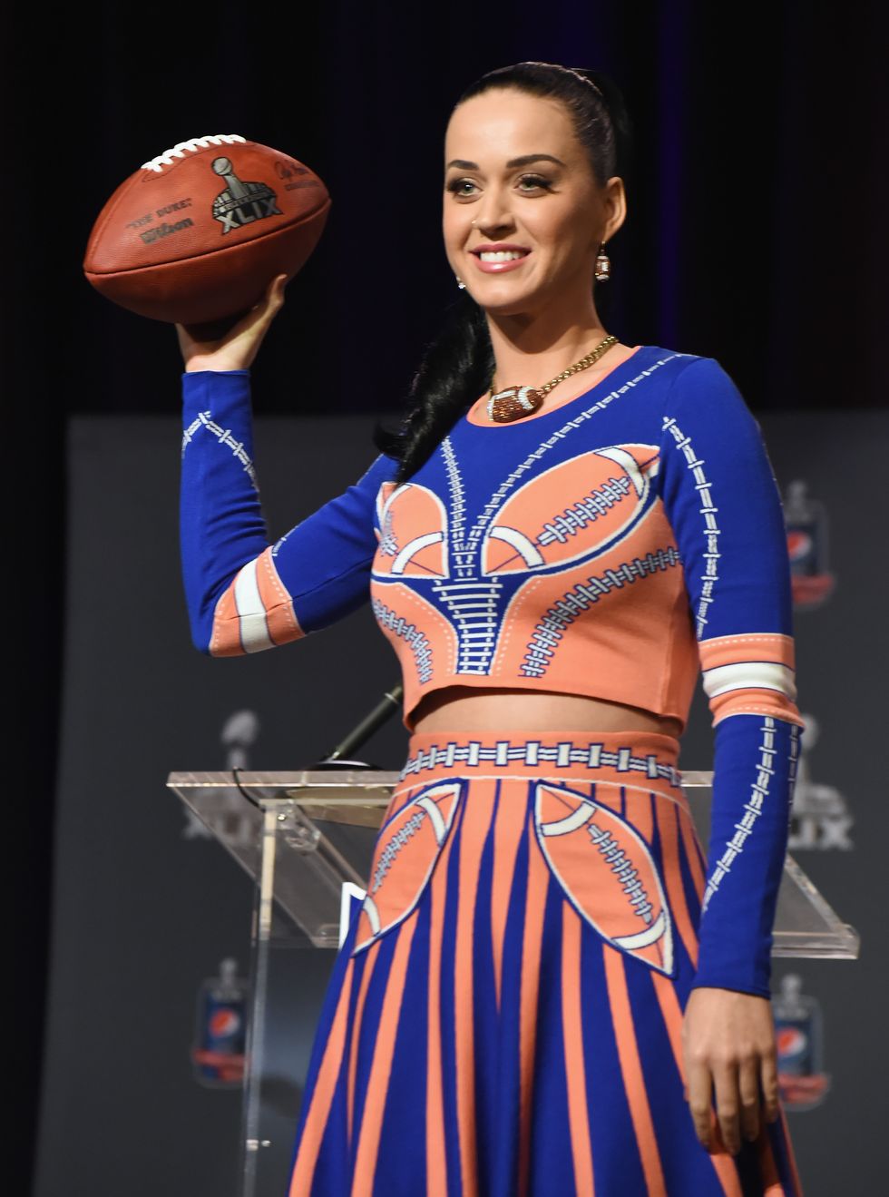 Katy Perry at the American Super Bowl halftime press conference