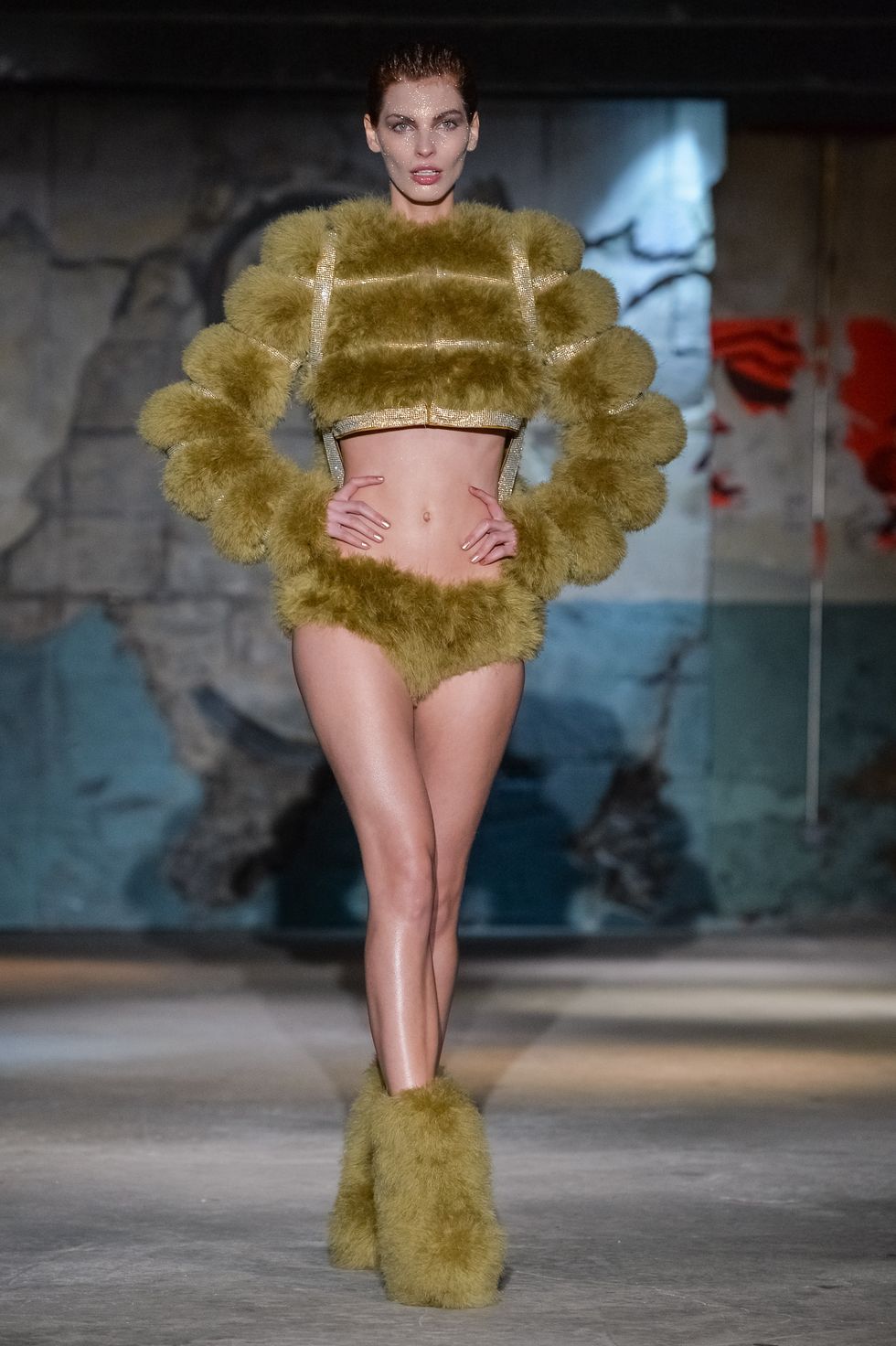 A catwalk look by Serkan Cura at Paris haute couture fashion week spring 2015