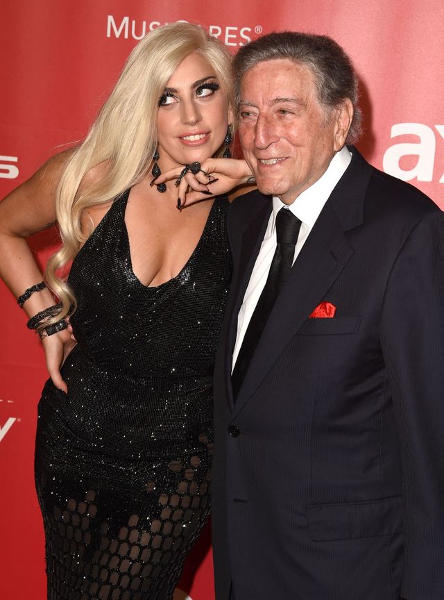 Lady Gaga on the red carpet with Tony Bennett at the Musicare person of the year awards