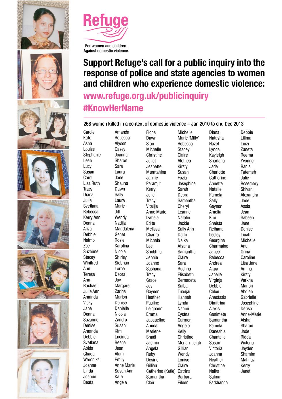 Refuge's #KnowHerName campaign calls for public inquiry into the state response to domestic violence