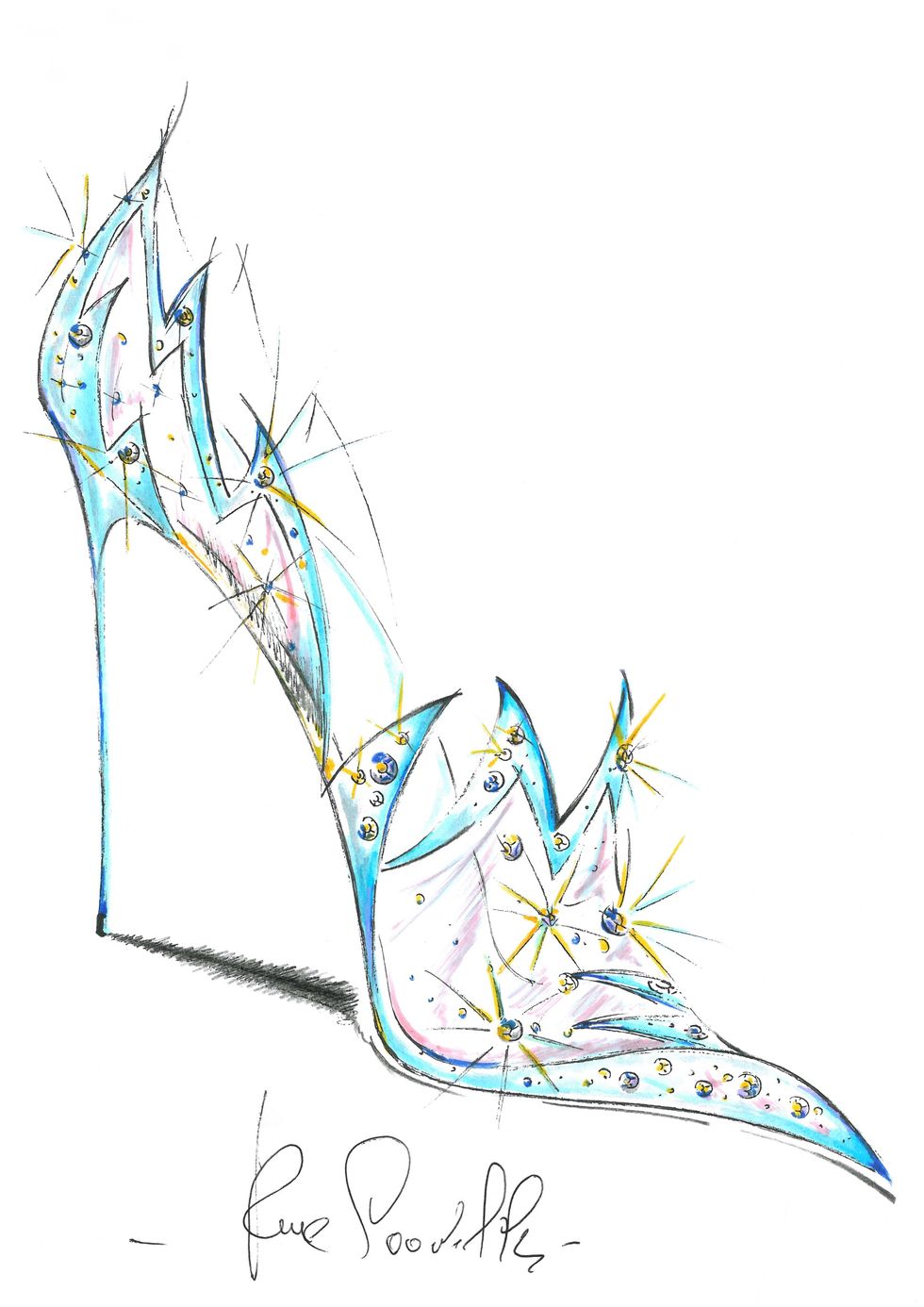 Cinderella's new slippers designed by Renee Caovilla