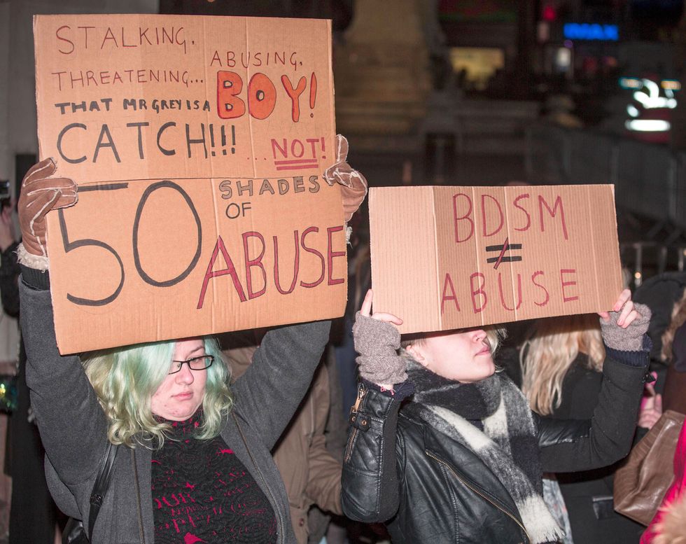 Feminist campaigners storm the London Fifty Shades premiere