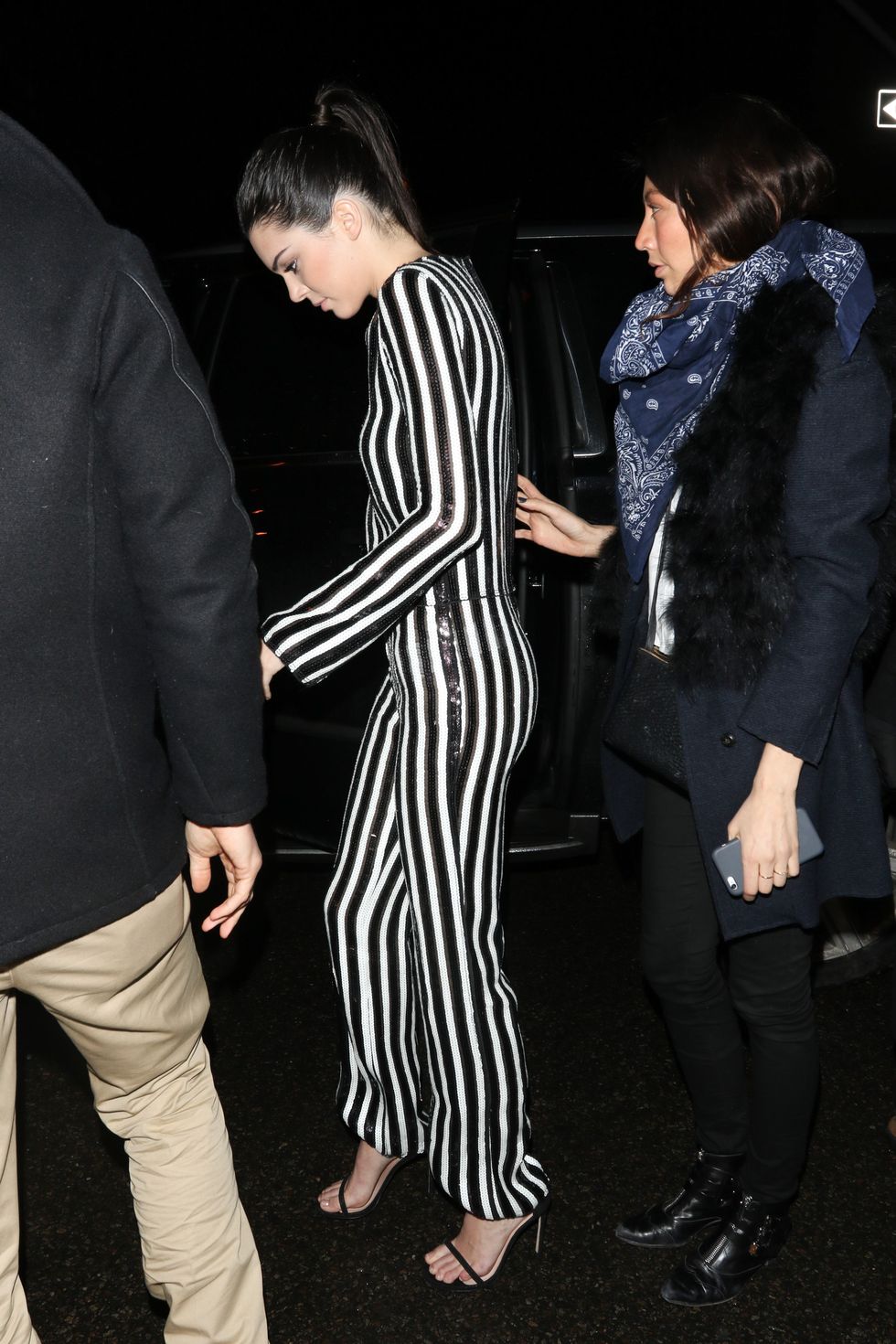 Kendall Jenner striped bodysuit