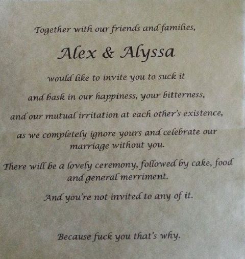 The angriest wedding invite in the world?