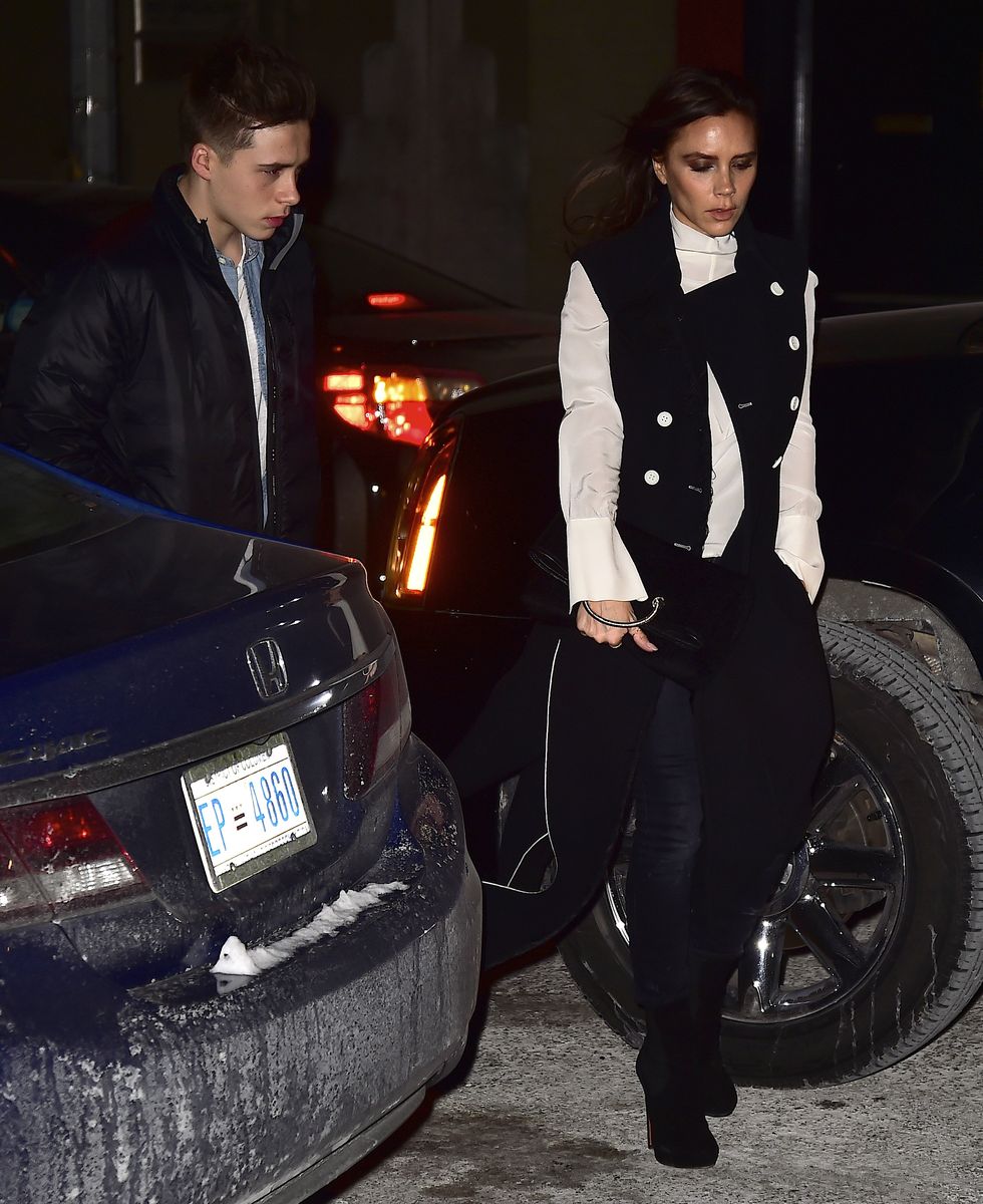 Victoria Beckham and Brooklyn Beckham in New York