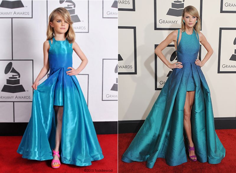 Taylor Swift at the 2015 Grammy Awards and her mini me