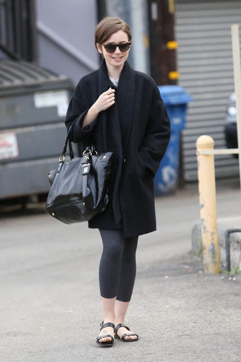 we are loving lily collins s take on casual dressing