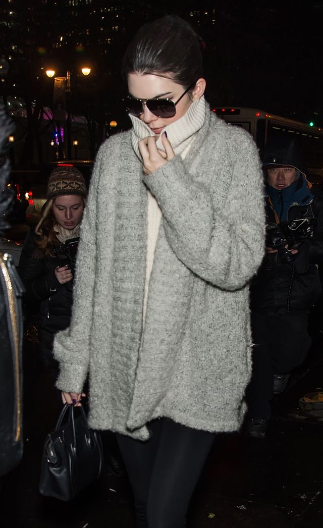 Kendall Jenner wearing a roll neck in New York