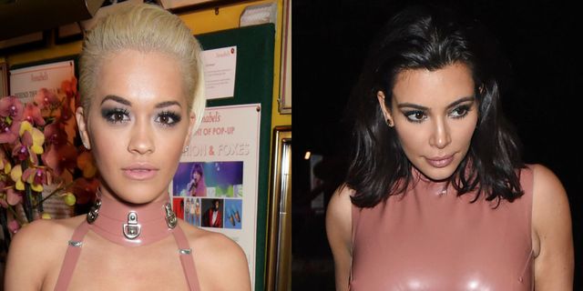Kim Kardashian and Rita Ora both wear pink PVC dress