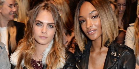 Cara Delevingne and Jourdan Dunn at Burberry AW15