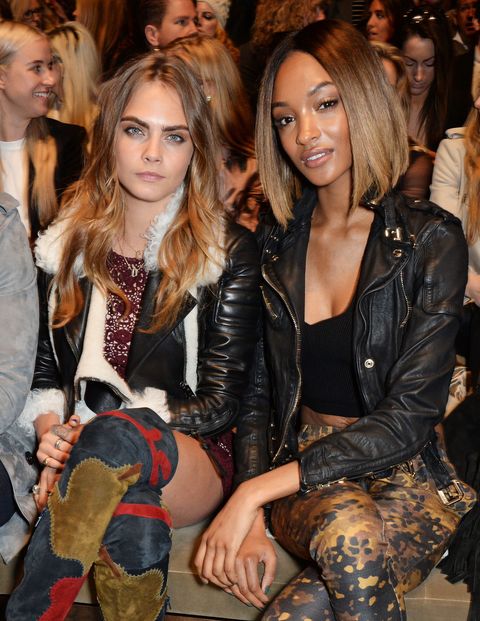 Cara Delevingne and Jourdan Dunn at Burberry AW15