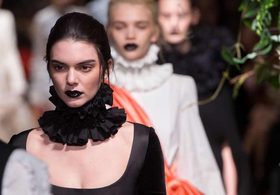 Giles AW15 beauty look - Kendall Jenner's black lipstick
