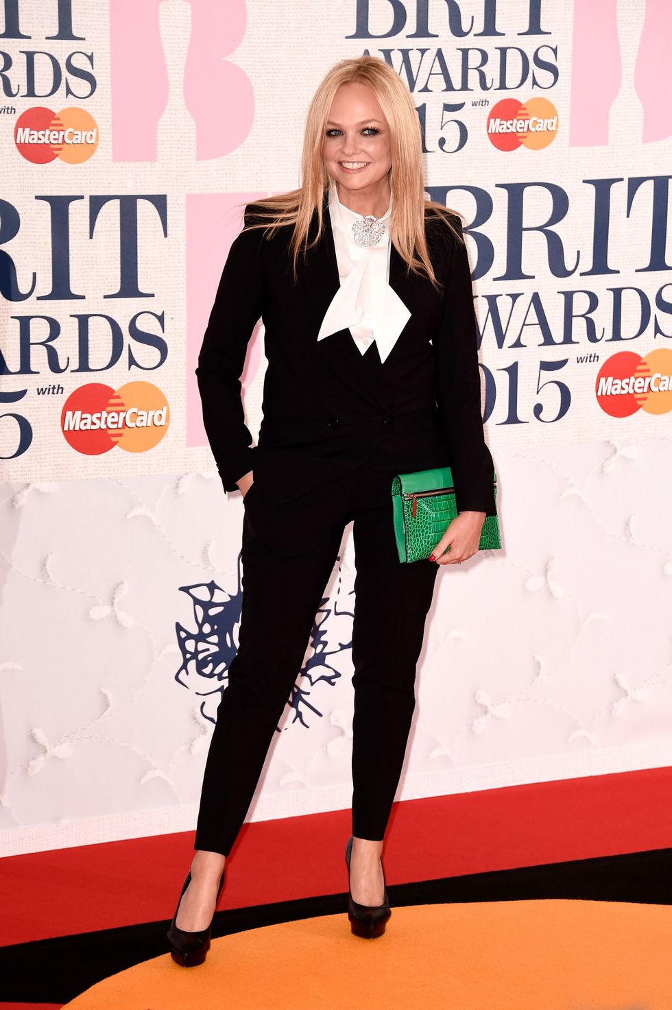 Emma Bunton wears a suit to the BRIT Awards 2015