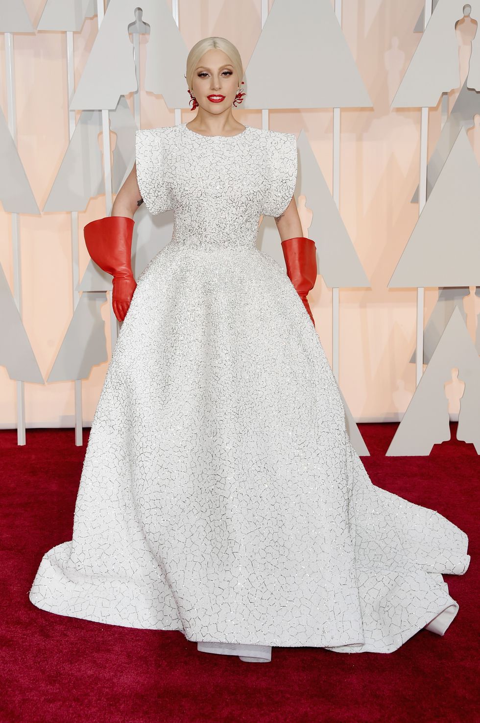 Lady Gaga on the red carpet at the 2015 Oscars
