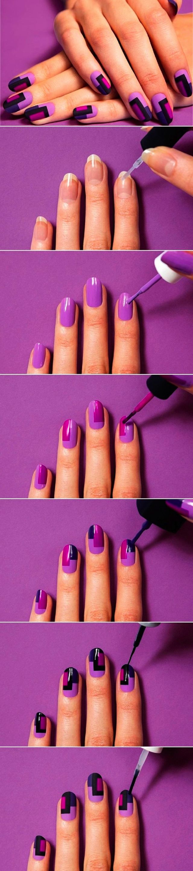 colour block nail tutorial