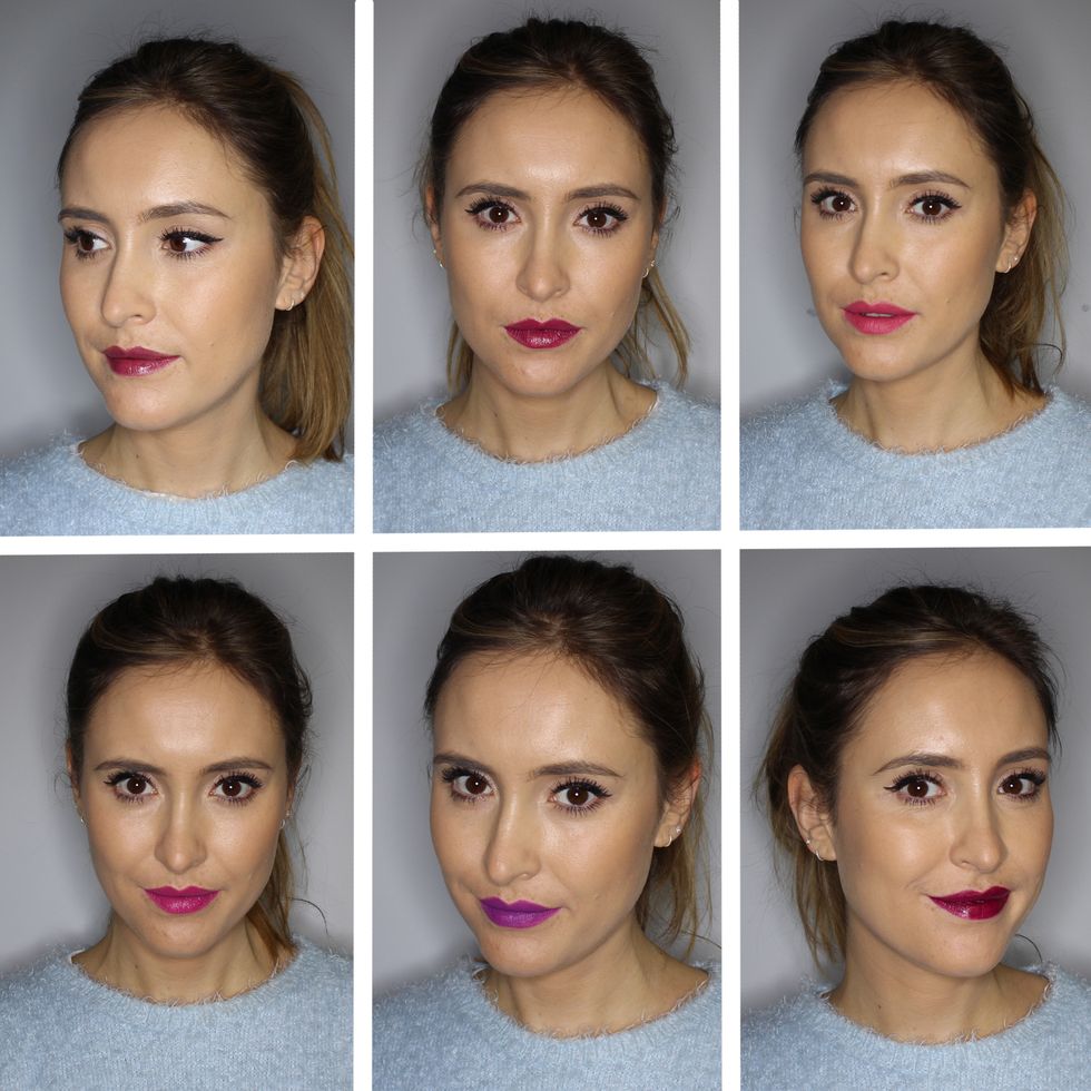 "Universally flattering" plum lipsticks tested on different skin tones