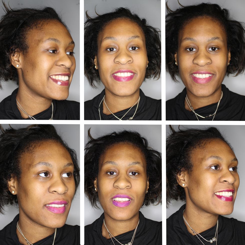 "Universally flattering" plum lipsticks tested on different skin tones