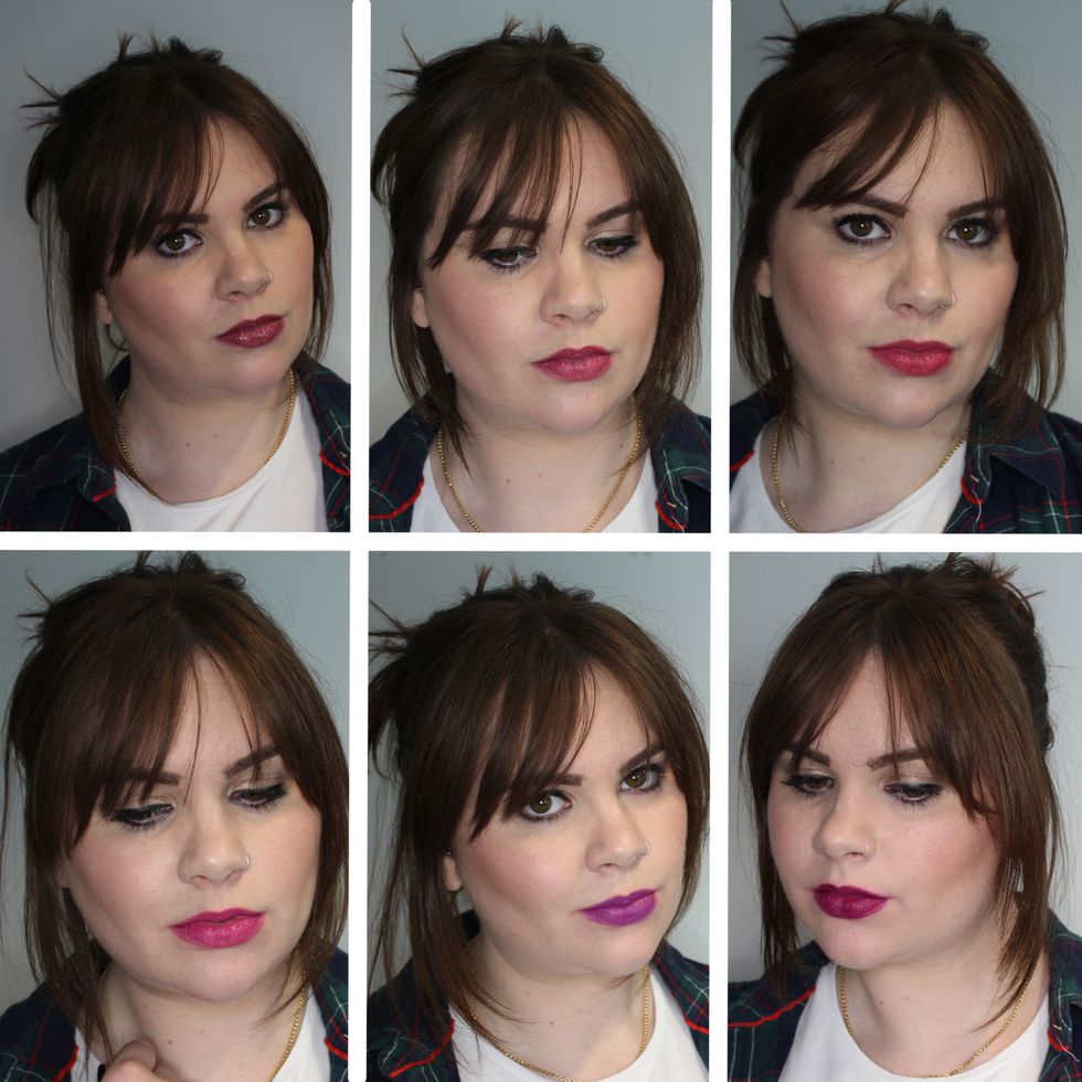 "Universally flattering" plum lipsticks tested on different skin tones