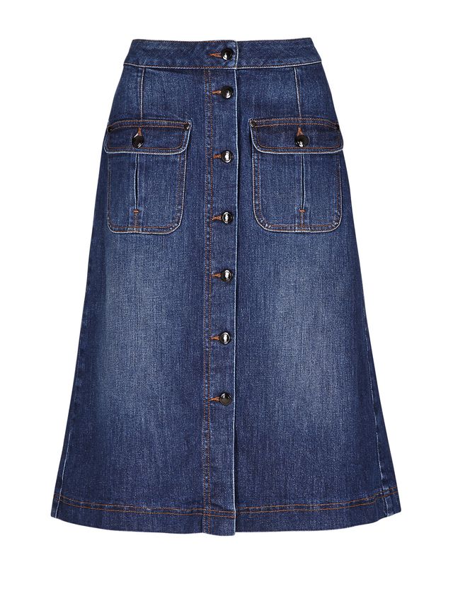 M&S button through denim skirt