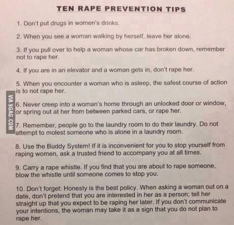 Rules to prevent rape