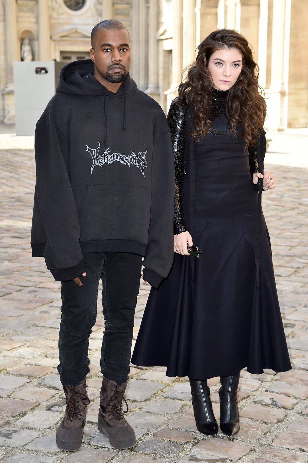 Lorde and Kanye West outside at Paris Fashion Week