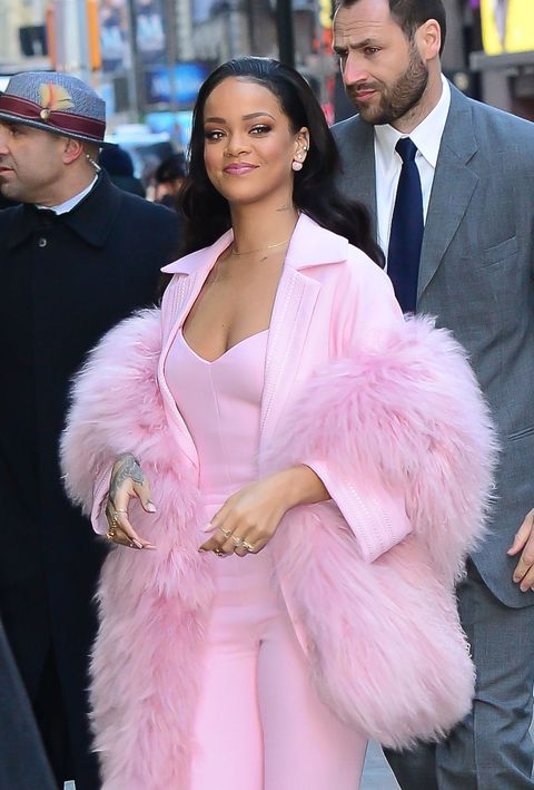Rihanna wears all pink in New York