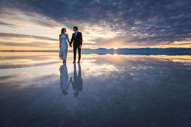 This couple walked on water for their wedding pictures