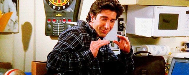 Ross from Friends doing the quiet sign