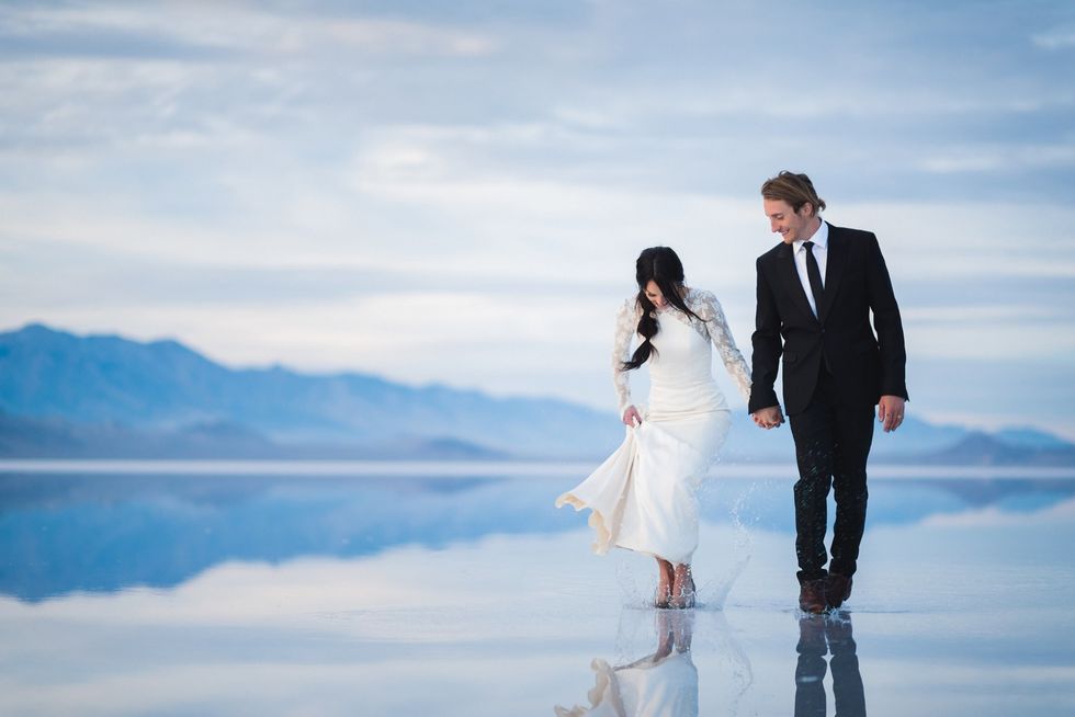 This couple walked on water for their wedding pictures