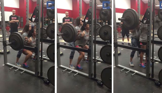 This weightlifting cheerleader can lift an incredible amount
